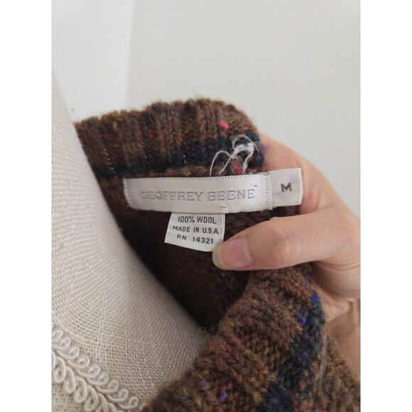 Geoffrey Beene Wool Vintage Argyle Preppy Crew Brown USA Sweater Womens Size M - Picture 10 of 11